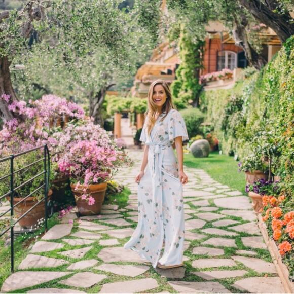 Privacy Please Floral Blue Plaza Kimono Maxi Dress - Picture 1 of 15